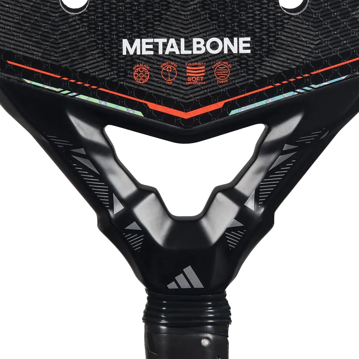 Close-up of the Metalbone 3.4 throat and V-shaped heart